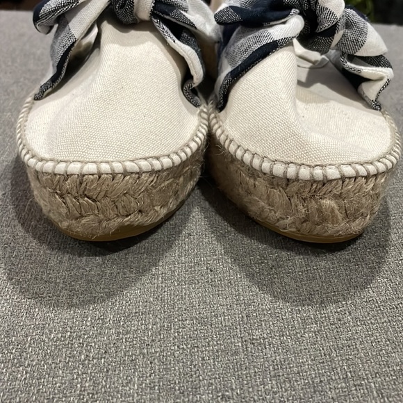 Loeffler Randall Canvas Rowen Beige Gingham Black & White Bow Espadrille - Picture 4 of 14